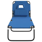 Folding Sun Lounger Blue Oxford Fabric&Powder-coated Steel