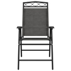 Folding Garden Chairs 2 pcs Melange Grey Steel and Textilene