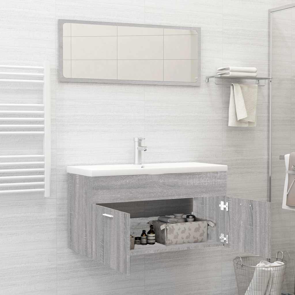 2 Piece Bathroom Furniture Set Grey Sonoma Engineered Wood