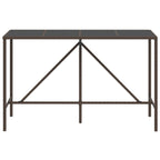 Bar Table with Glass Top Brown 180x70x110 cm Poly Rattan