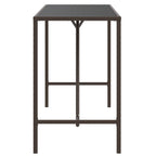 Bar Table with Glass Top Brown 180x70x110 cm Poly Rattan