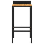 Bar Stools 2 pcs Black Poly Rattan and Solid Wood Acacia