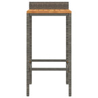 Bar Stools 2 pcs Grey Poly Rattan and Solid Wood Acacia