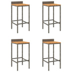 Bar Stools 4 pcs Grey Poly Rattan and Solid Wood Acacia
