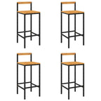 Bar Stools 4 pcs Black Poly Rattan and Solid Wood Acacia