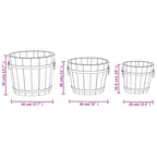 3 Piece Wooden Bucket Planter Set Solid Wood Fir