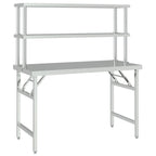 Kitchen Work Table with Overshelf 120x60x145 cm Stainless Steel