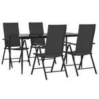 5 Piece Garden Dining Set Black Poly Rattan