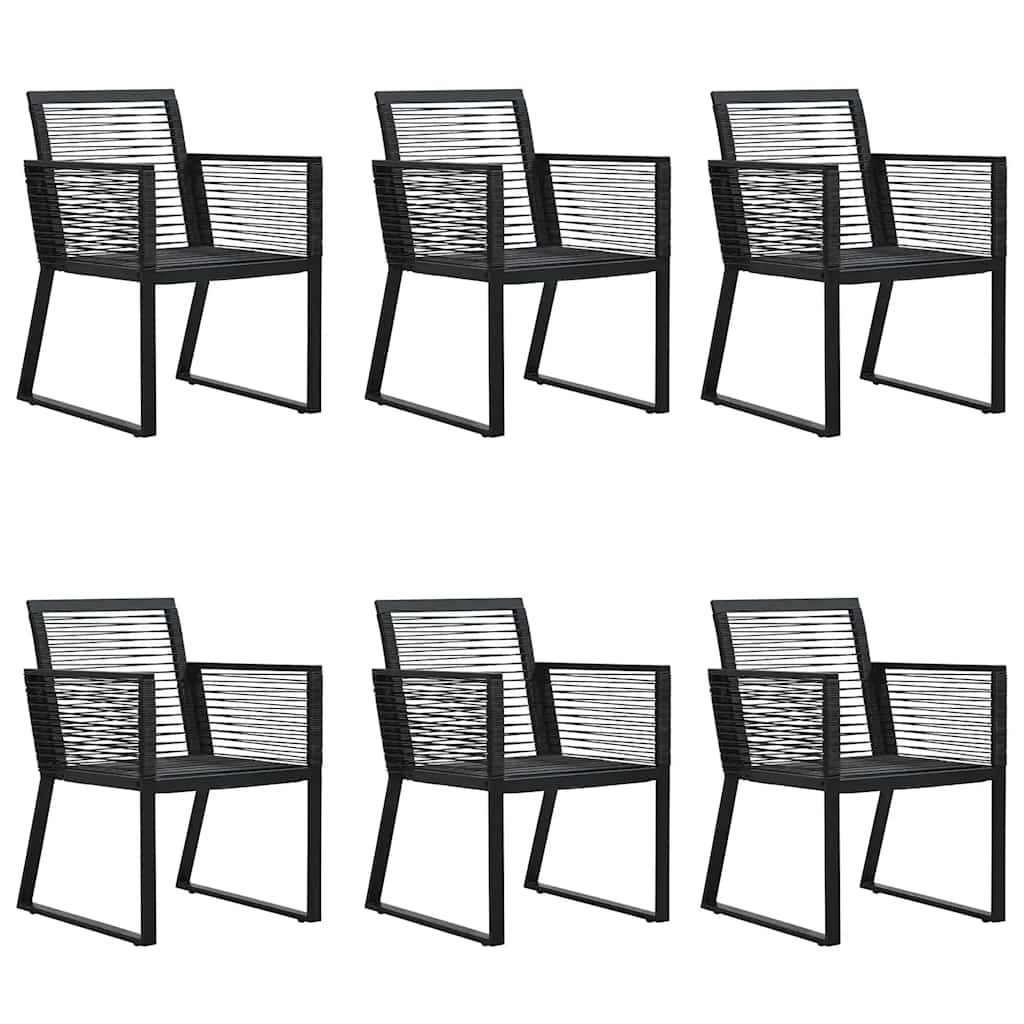 7 Piece Garden Dining Set Black PVC Rattan