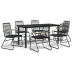 7 Piece Garden Dining Set Black PVC Rattan