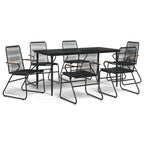 7 Piece Garden Dining Set Black PVC Rattan