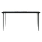 7 Piece Garden Dining Set Black PVC Rattan