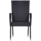 7 Piece Garden Dining Set Black Poly Rattan