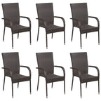 7 Piece Garden Dining Set Brown Poly Rattan