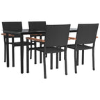 5 Piece Garden Dining Set Black Poly Rattan