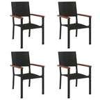 5 Piece Garden Dining Set Black Poly Rattan