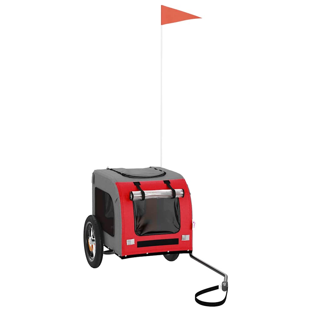 Pet Bike Trailer Red and Grey Oxford Fabric and Iron