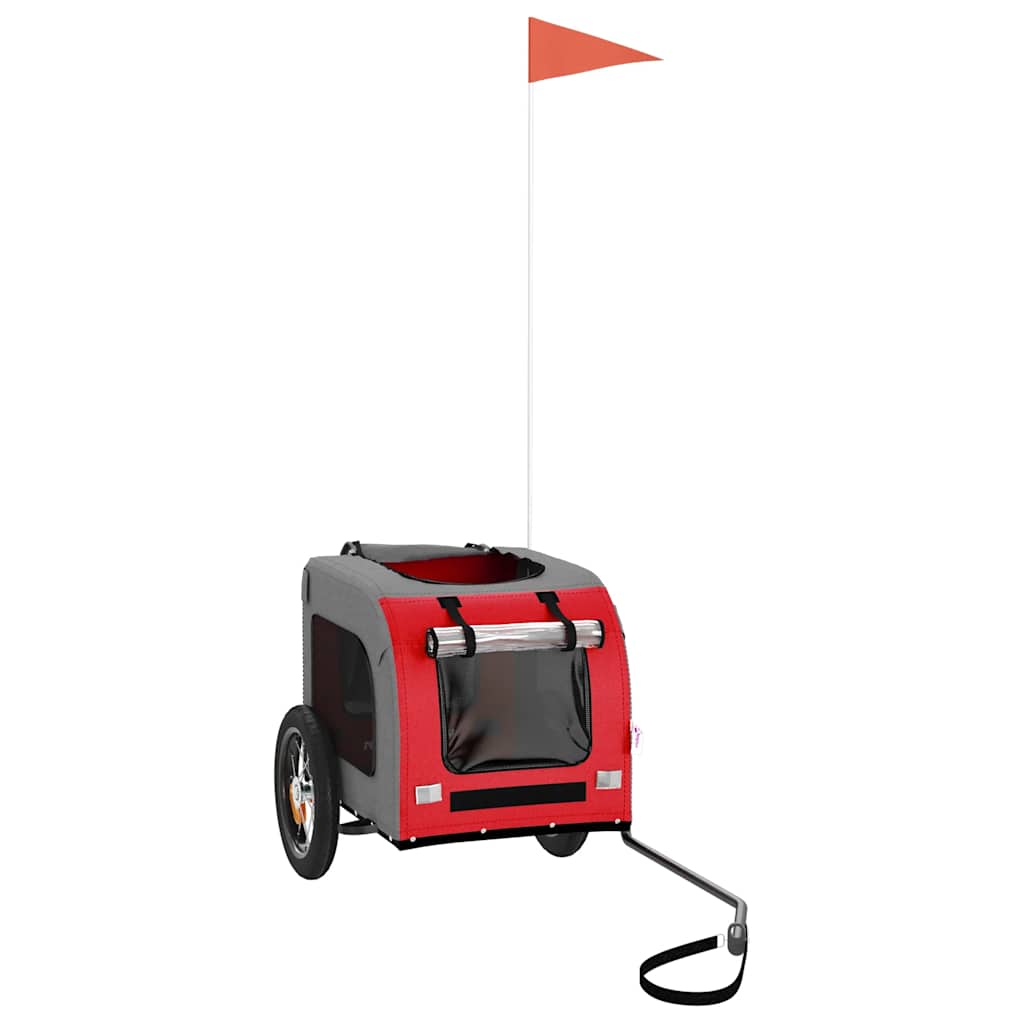 Pet Bike Trailer Red and Grey Oxford Fabric and Iron