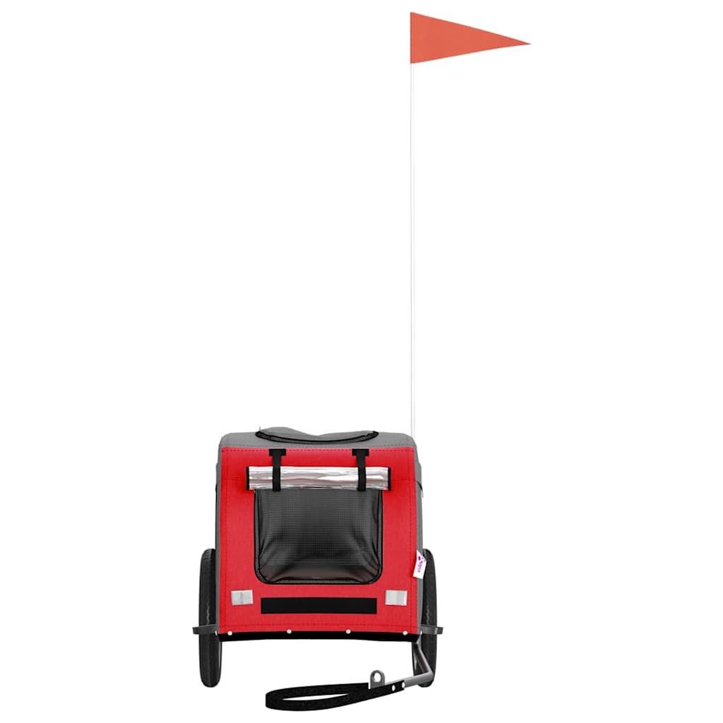 Pet Bike Trailer Red and Grey Oxford Fabric and Iron
