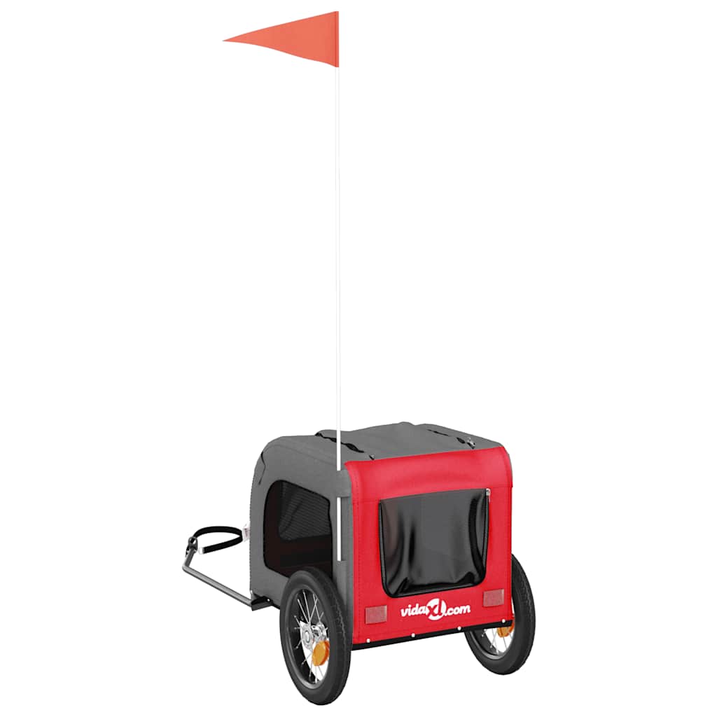 Pet Bike Trailer Red and Grey Oxford Fabric and Iron