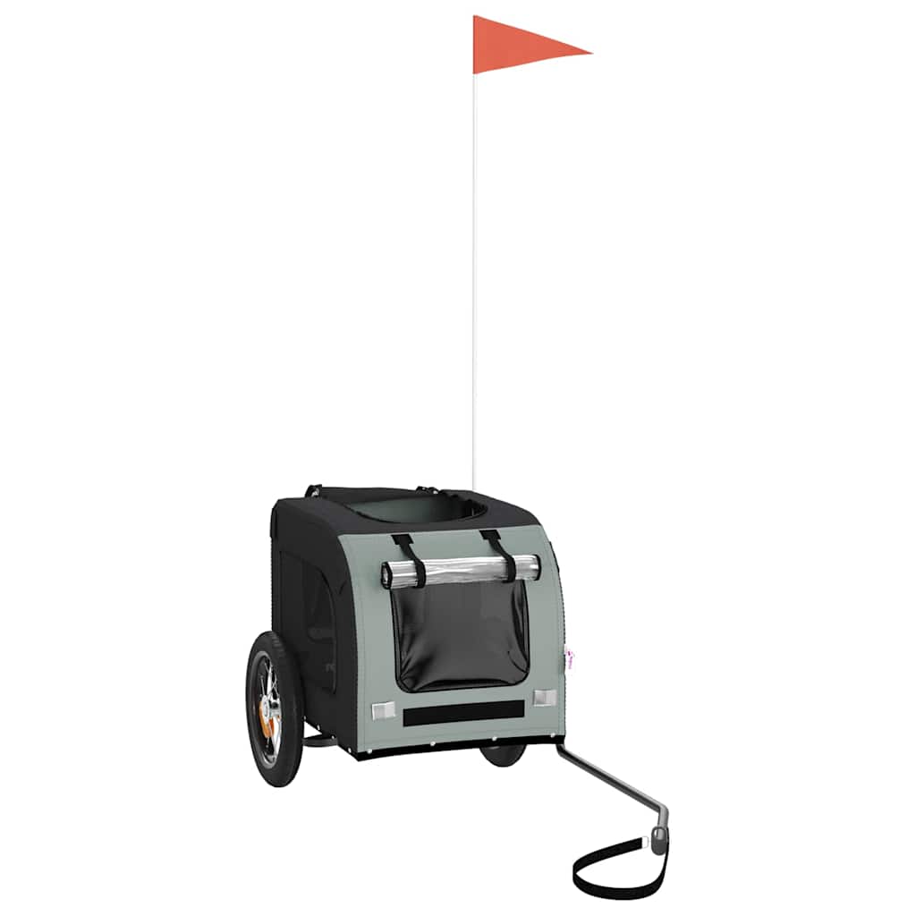 Pet Bike Trailer Grey and Black Oxford Fabric and Iron