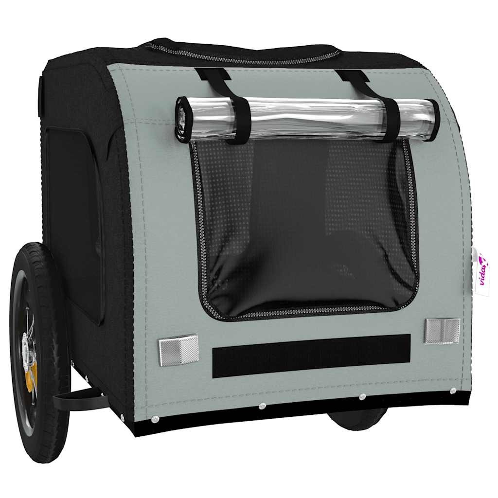Pet Bike Trailer Grey and Black Oxford Fabric and Iron