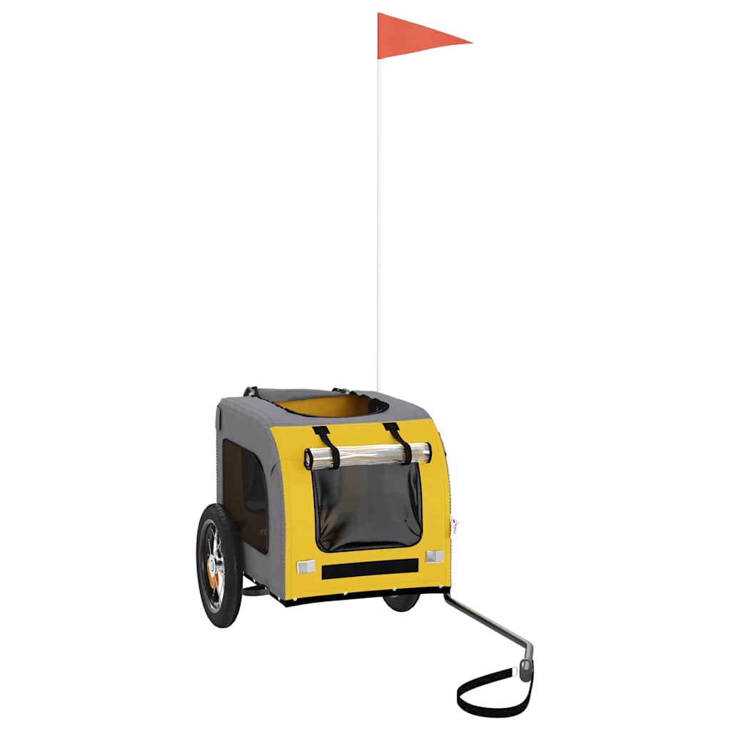 Pet Bike Trailer Yellow and Grey Oxford Fabric and Iron