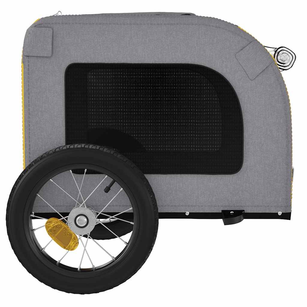 Pet Bike Trailer Yellow and Grey Oxford Fabric and Iron