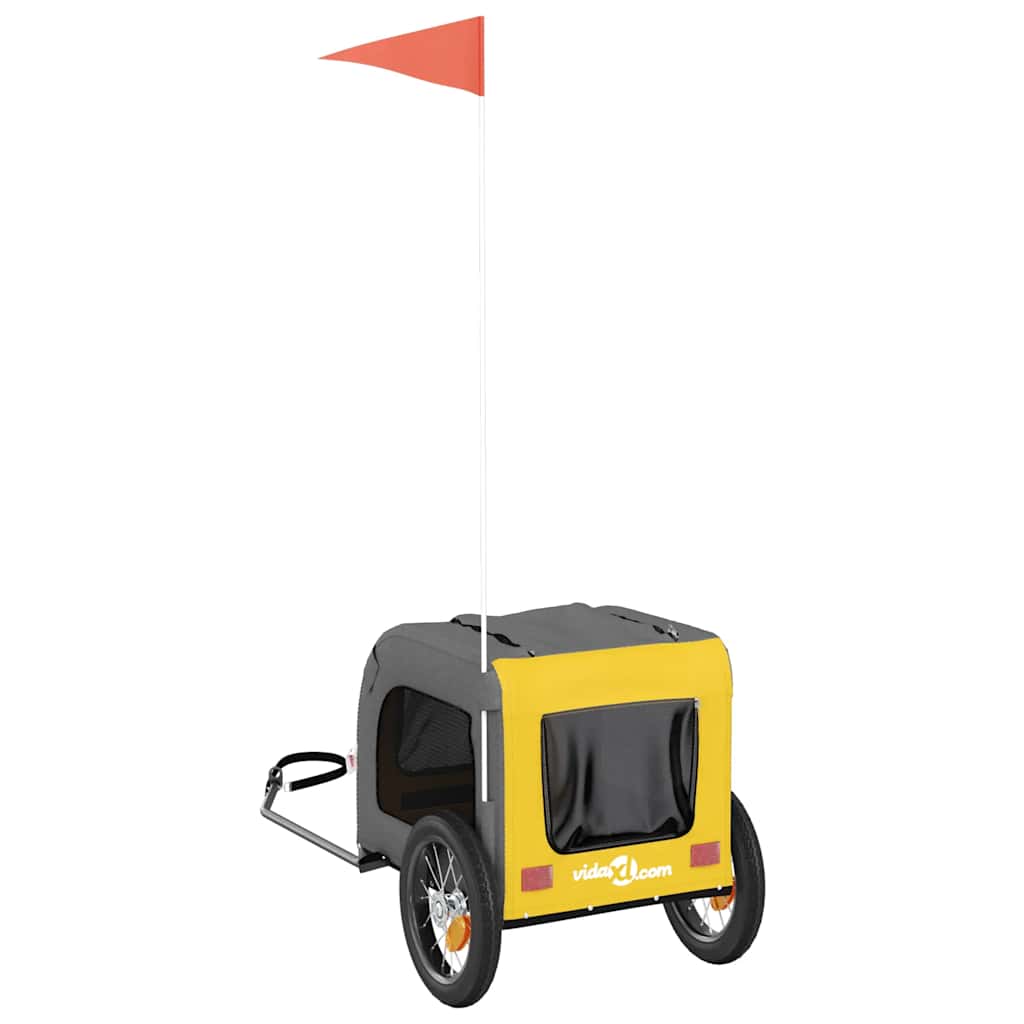 Pet Bike Trailer Yellow and Grey Oxford Fabric and Iron