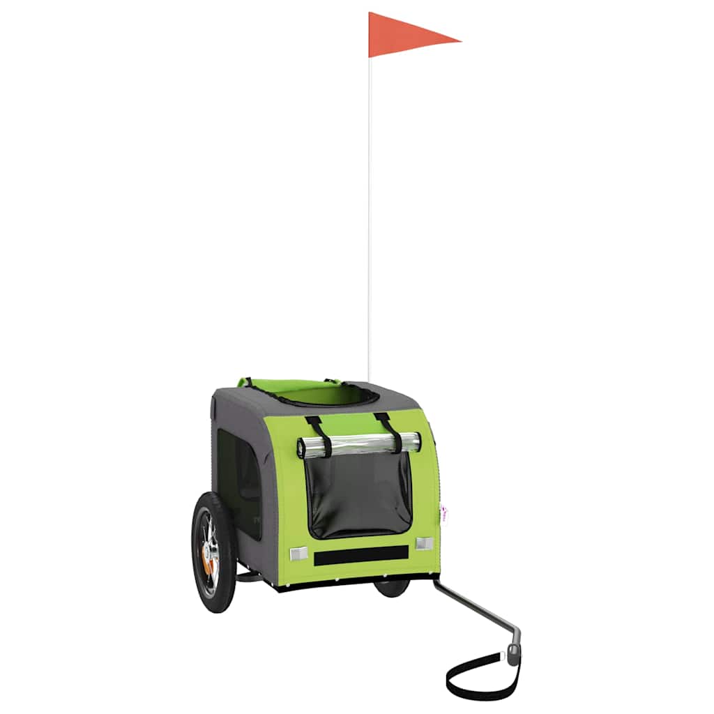 Pet Bike Trailer Green and Grey Oxford Fabric and Iron