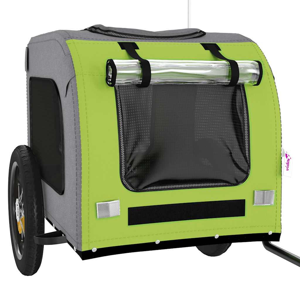 Pet Bike Trailer Green and Grey Oxford Fabric and Iron