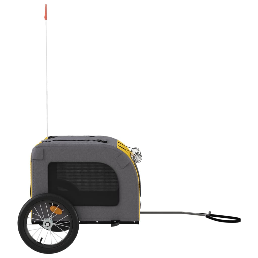 Pet Bike Trailer Yellow and Grey Oxford Fabric and Iron