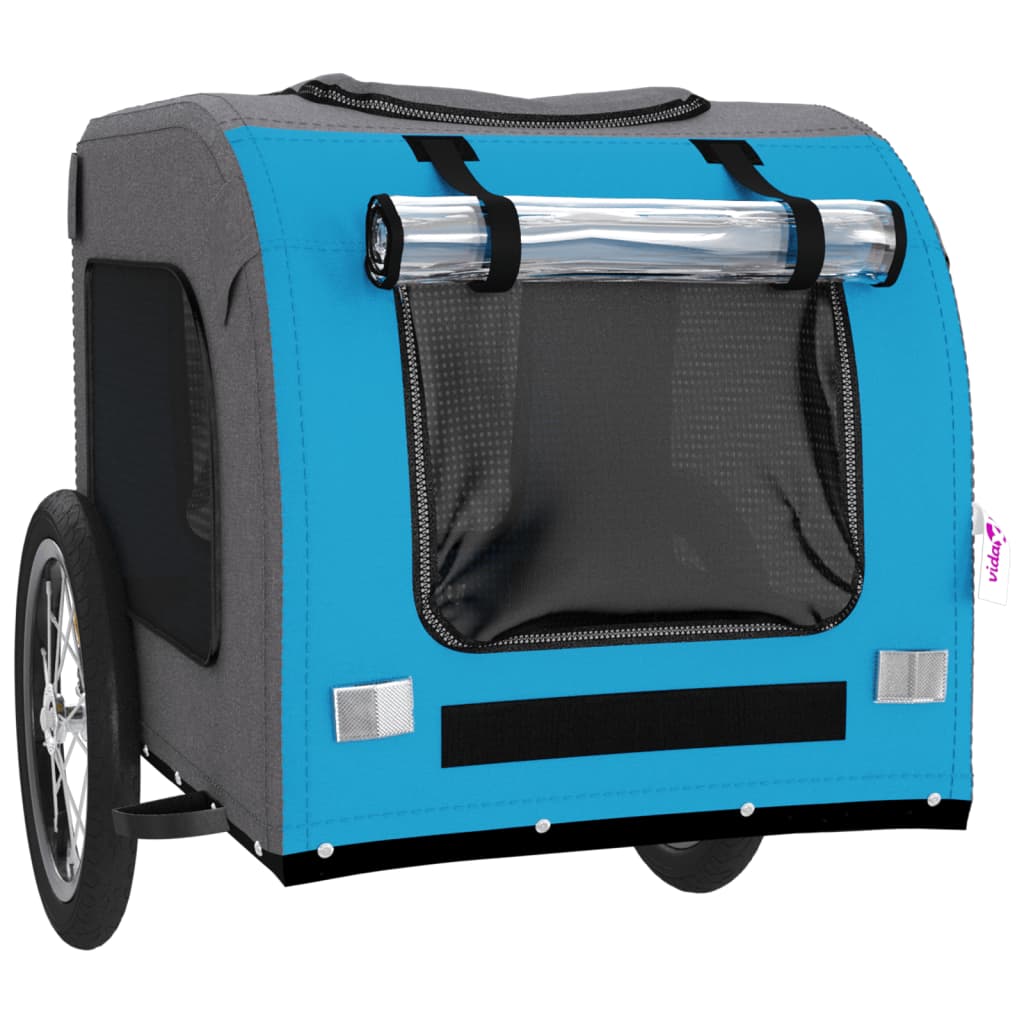 Pet Bike Trailer Blue and Grey Oxford Fabric and Iron