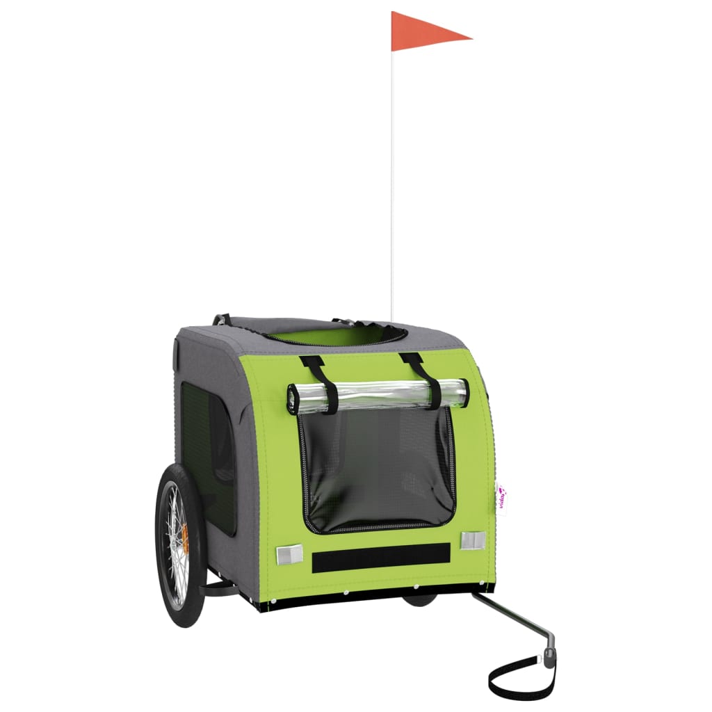 Pet Bike Trailer Green and Grey Oxford Fabric and Iron