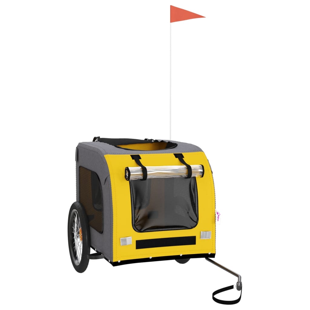 Pet Bike Trailer Yellow and Grey Oxford Fabric&Iron