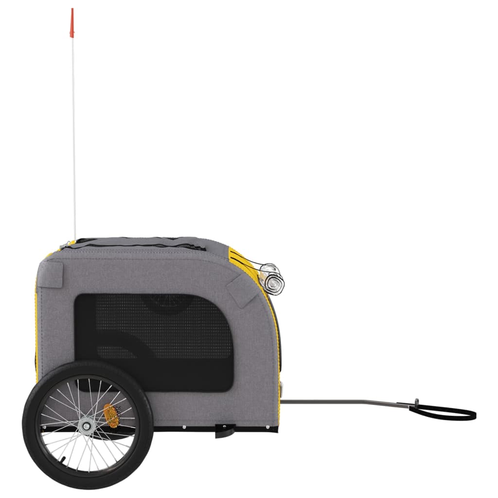 Pet Bike Trailer Yellow and Grey Oxford Fabric&Iron