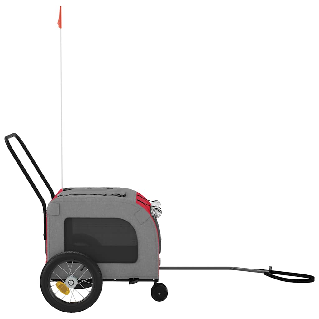 Pet Bike Trailer with Storage Red and grey 124.5 x 63.5 x 53 cm