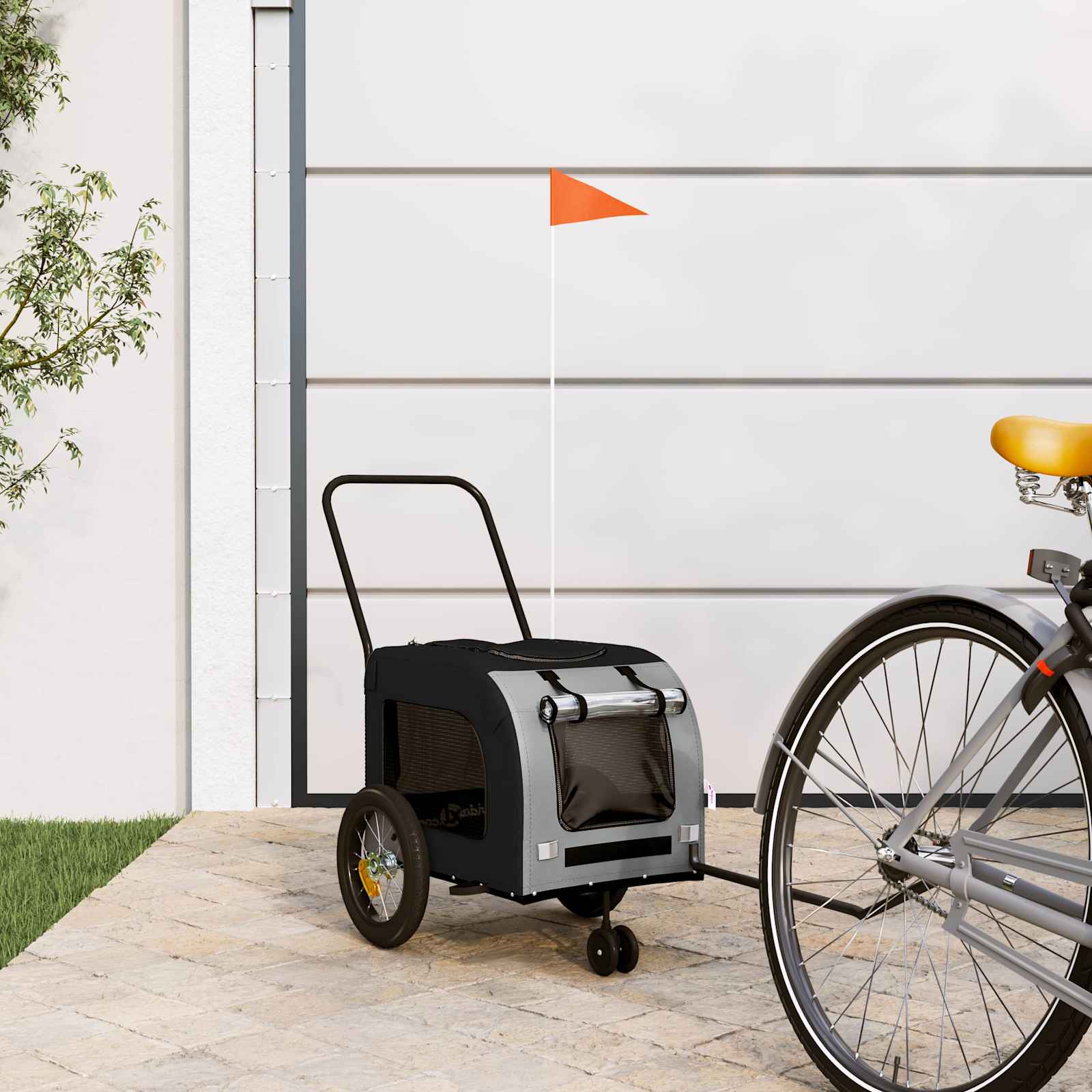 Pet Bike Trailer Grey and Black 54.5 x 120 x 161 cm