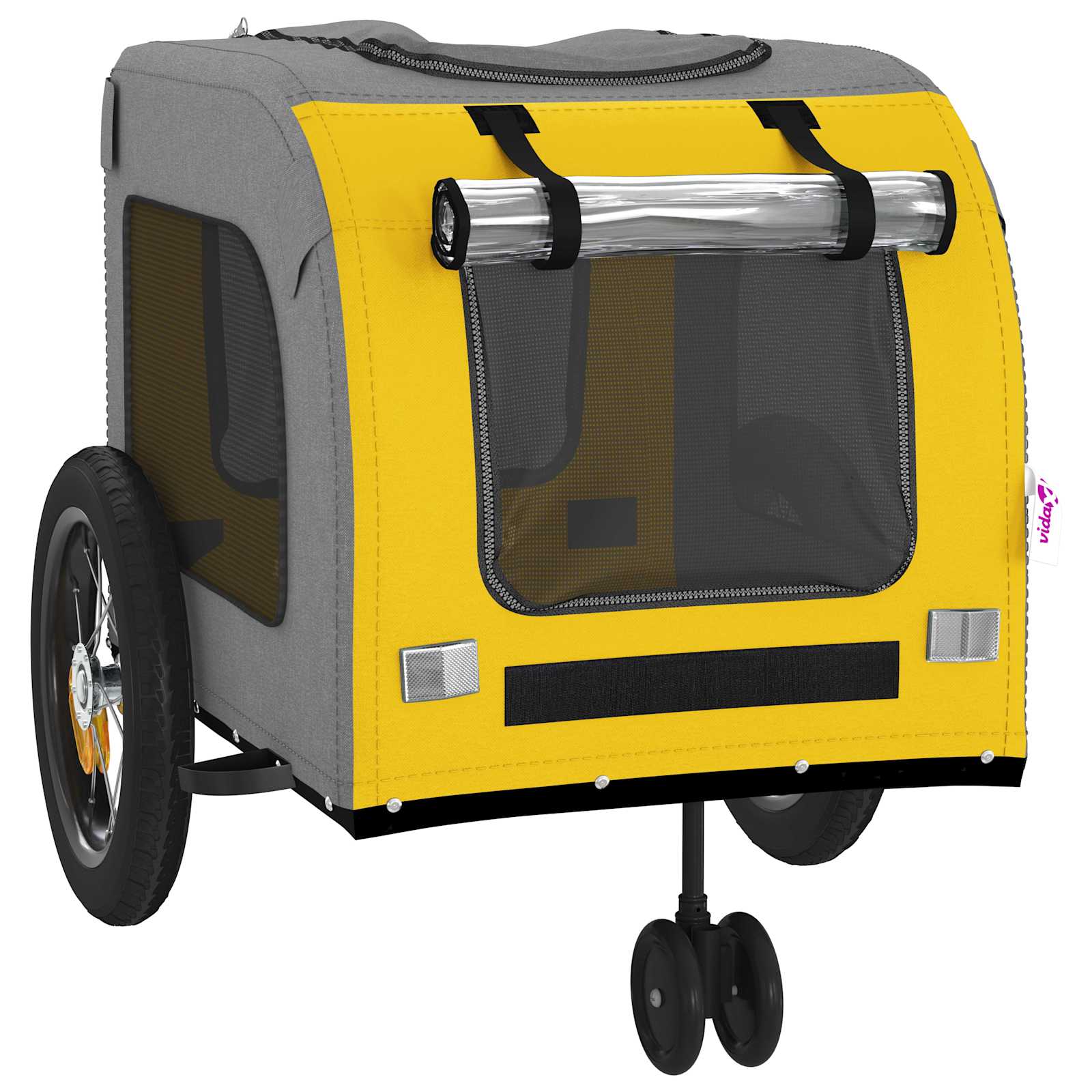 Pet Bike Trailer Yellow and Grey 54.5 x 120 x 161 cm