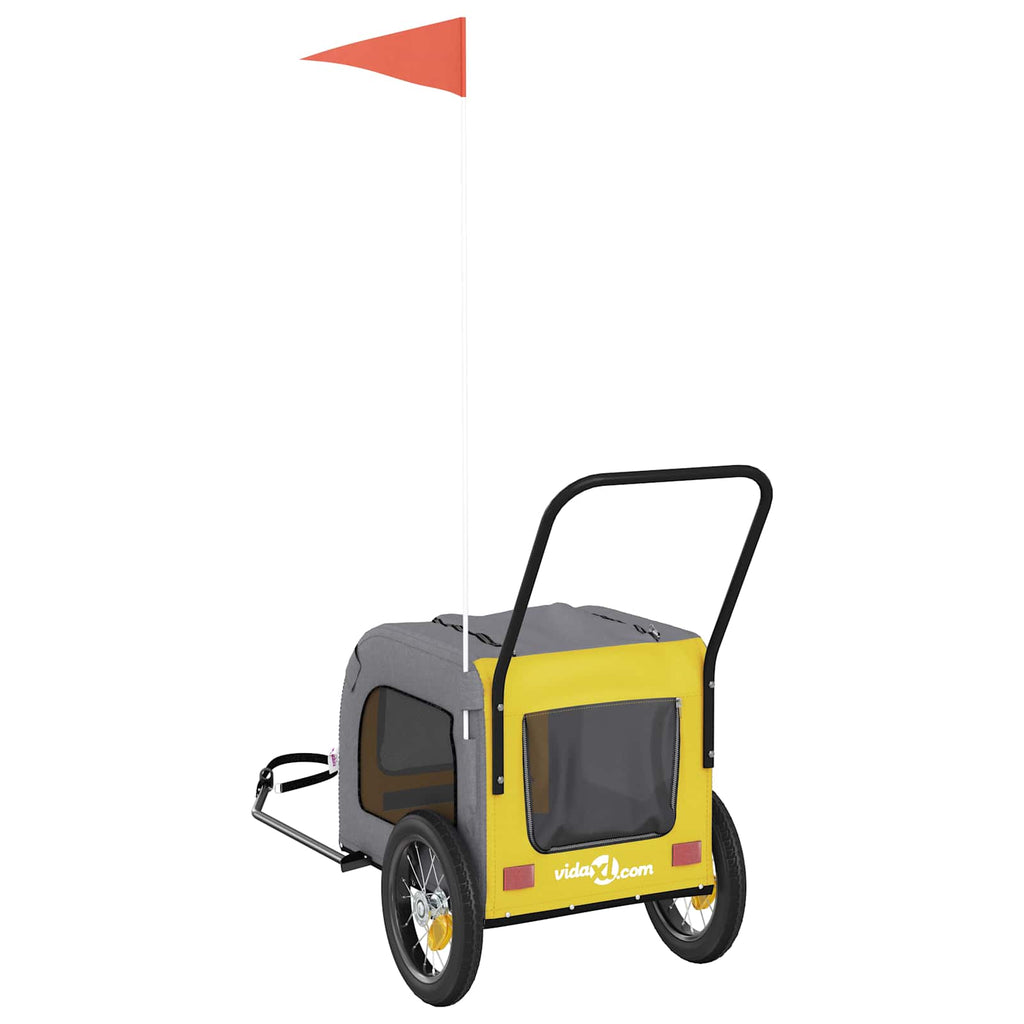 Pet Bike Trailer Yellow and Grey 54.5 x 120 x 161 cm