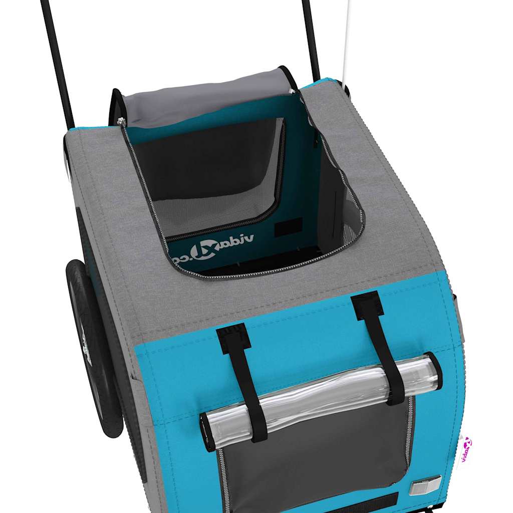 Pet Bike Trailer Blue and grey 124.5 x 63.5 x 53 cm