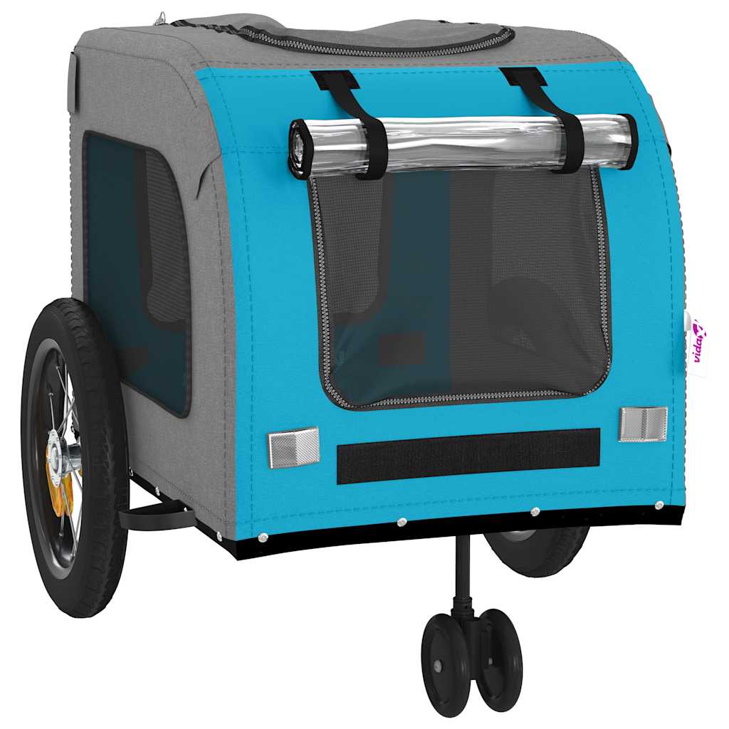 Pet Bike Trailer Blue and grey 124.5 x 63.5 x 53 cm