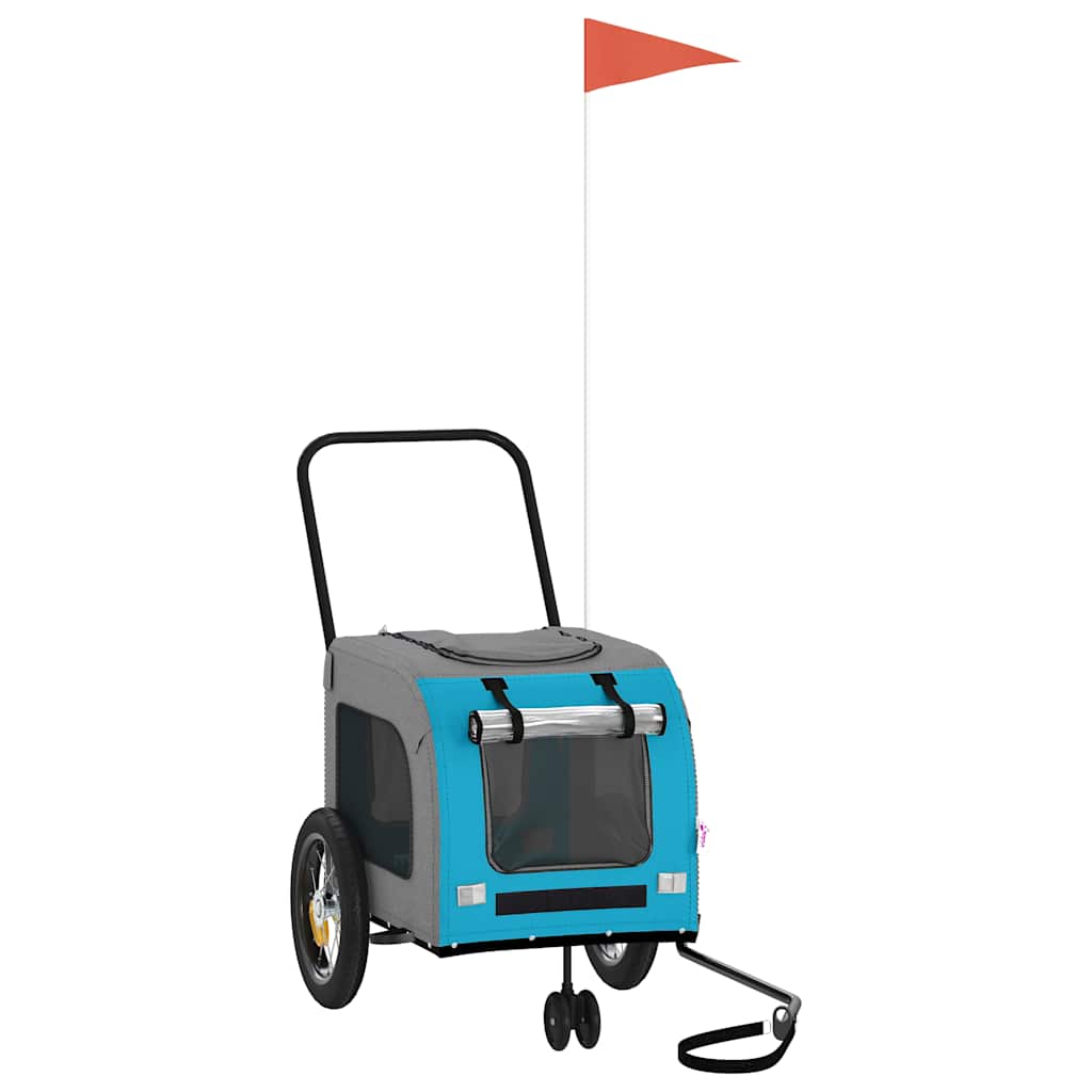 Pet Bike Trailer Blue and grey 124.5 x 63.5 x 53 cm