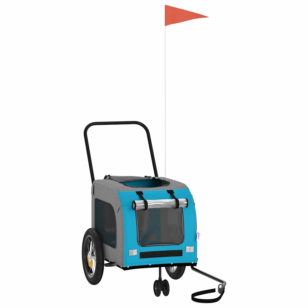Pet Bike Trailer Blue and grey 124.5 x 63.5 x 53 cm