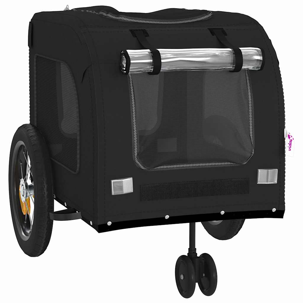 Pet Bike Trailer with Storage Black 124.5 x 63.5 x 53 cm