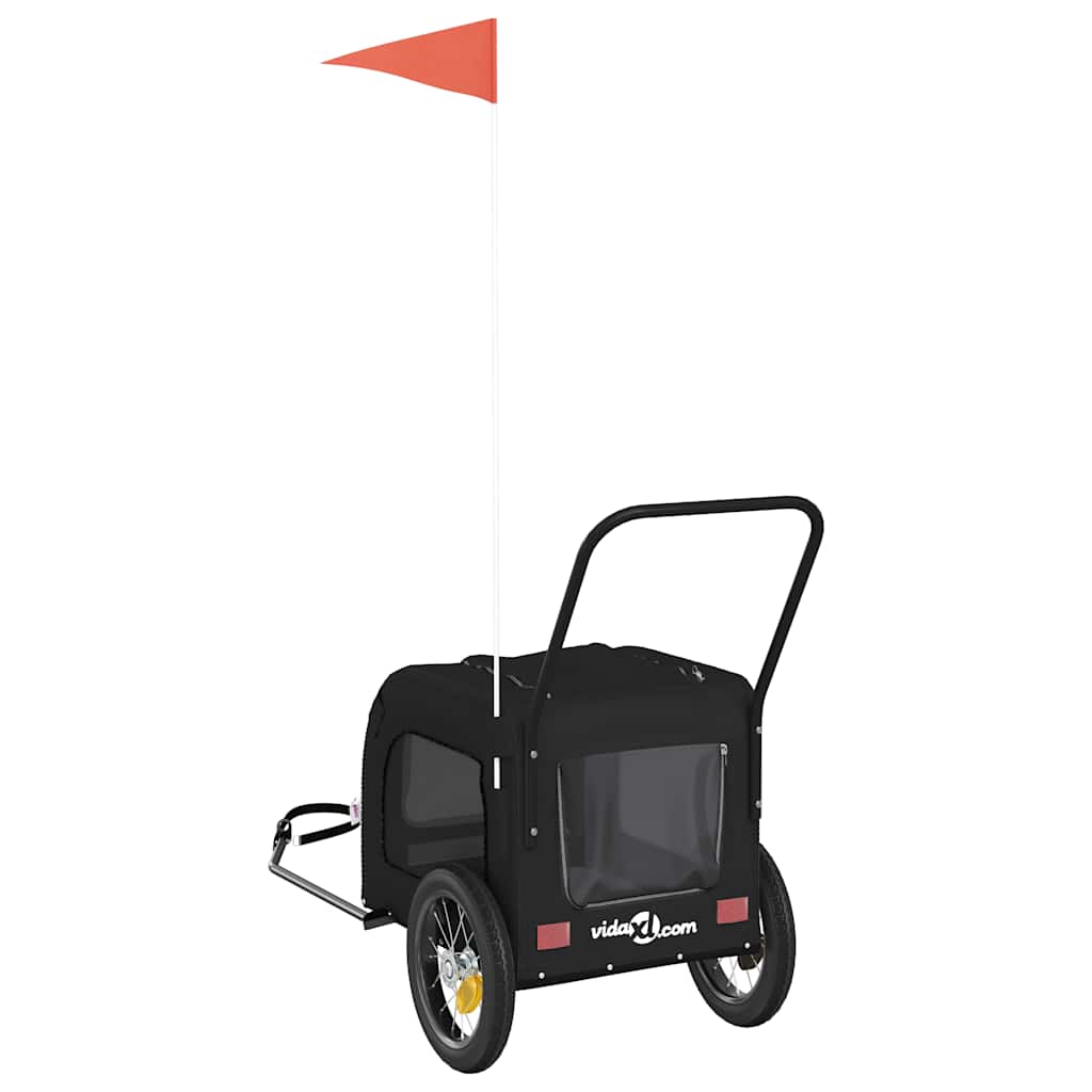 Pet Bike Trailer with Storage Black 124.5 x 63.5 x 53 cm