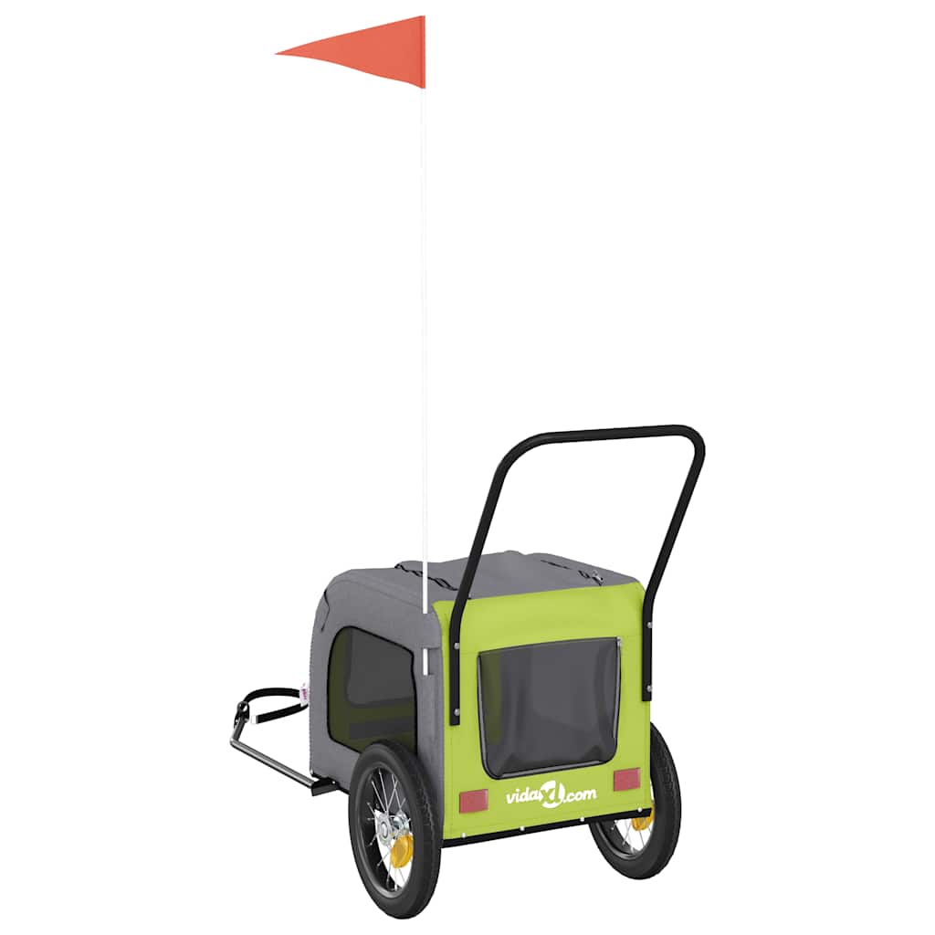 Pet Bike Trailer Green and grey 124.5 x 63.5 x 53 cm