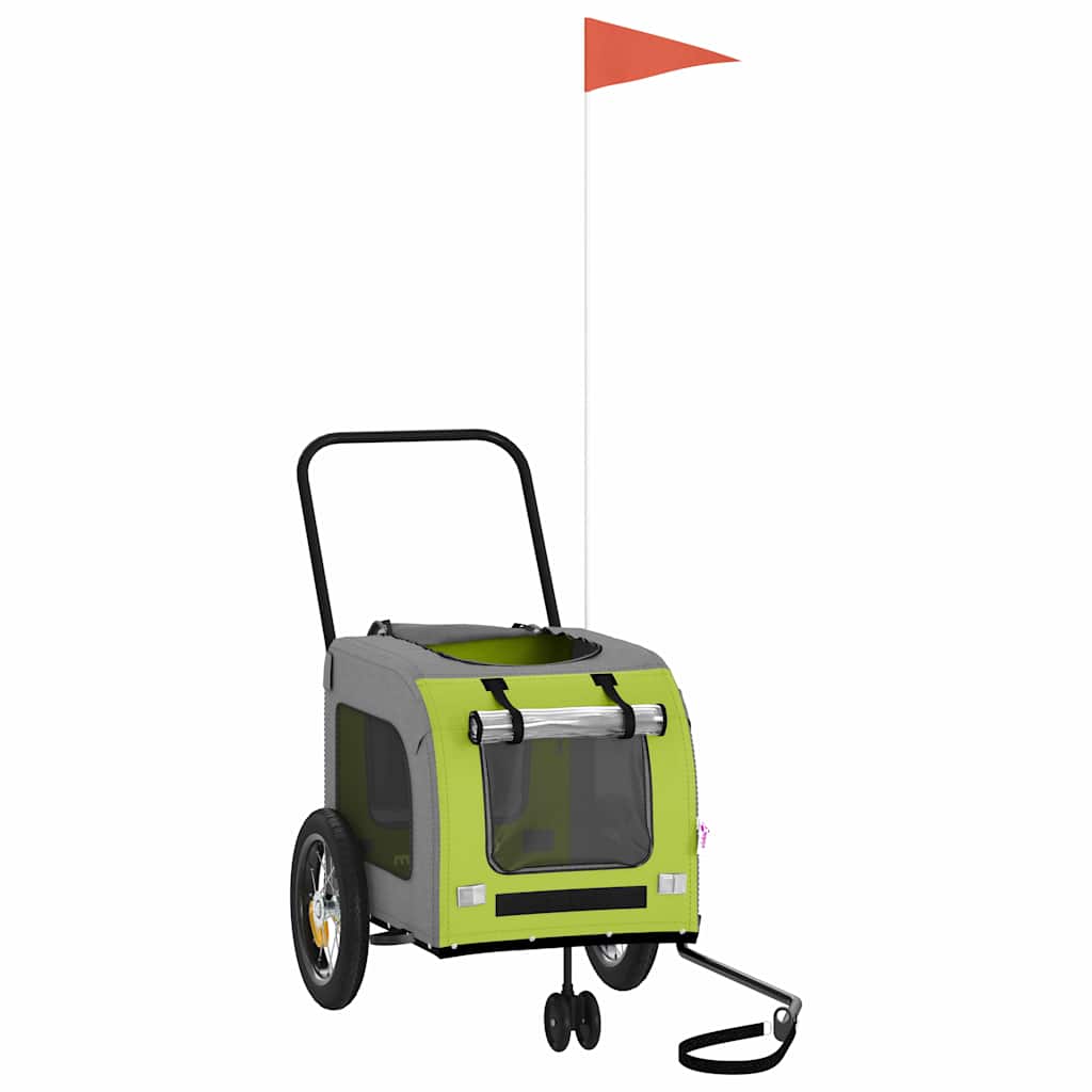Pet Bike Trailer Green and grey 124.5 x 63.5 x 53 cm