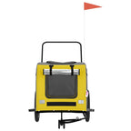 Pet Bike Trailer Yellow and Grey Oxford Fabric and Iron