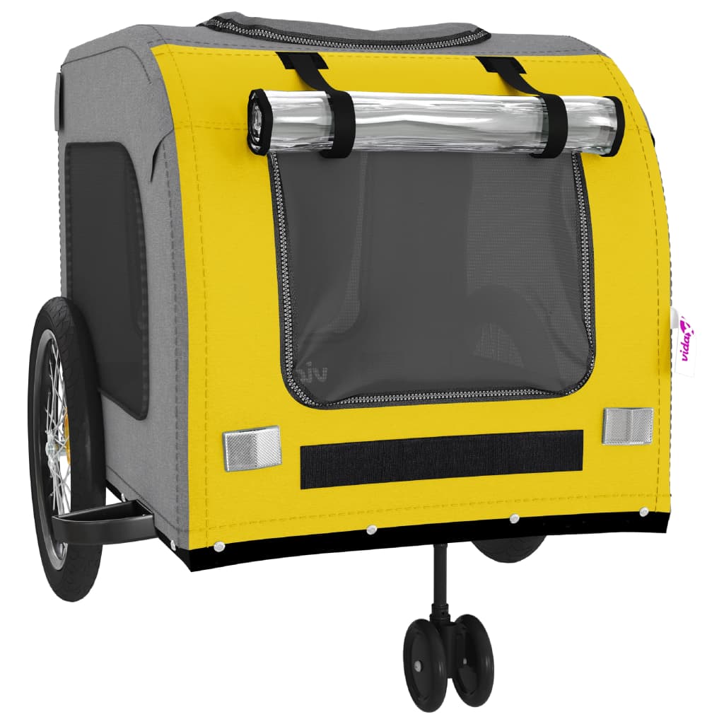 Pet Bike Trailer Yellow and Grey Oxford Fabric and Iron